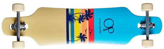 Ocean Pacific Drop Through Complete Longboard Sunset 39" - Blue/Off-White 