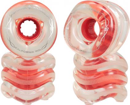 Shark Wheels - California Roll - Longboard Rolle 60mm Rolle 4-Pack (60mm -Clear Red) 