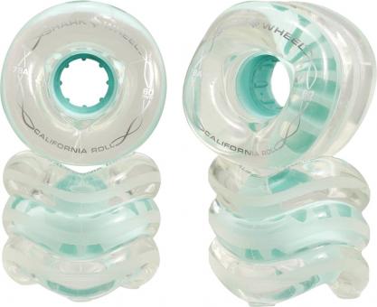 Shark Wheels - California Roll - Longboard Rolle 60mm Rolle 4-Pack (60mm -Clear Mint) 