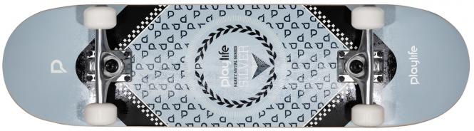 Playlife Skateboard Hardcore Heavy Metal Silver 31"x 8" 