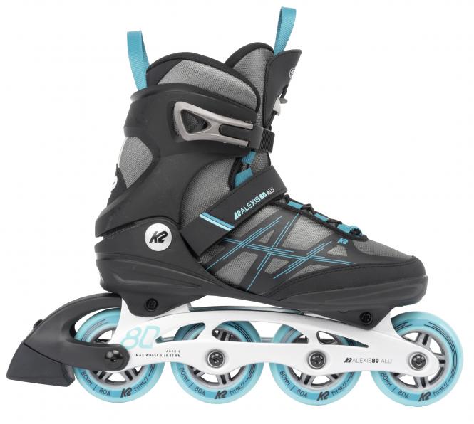 K2 Alexis 80 Pro Alu Woman Skate - grey-cyan - Damenskates 