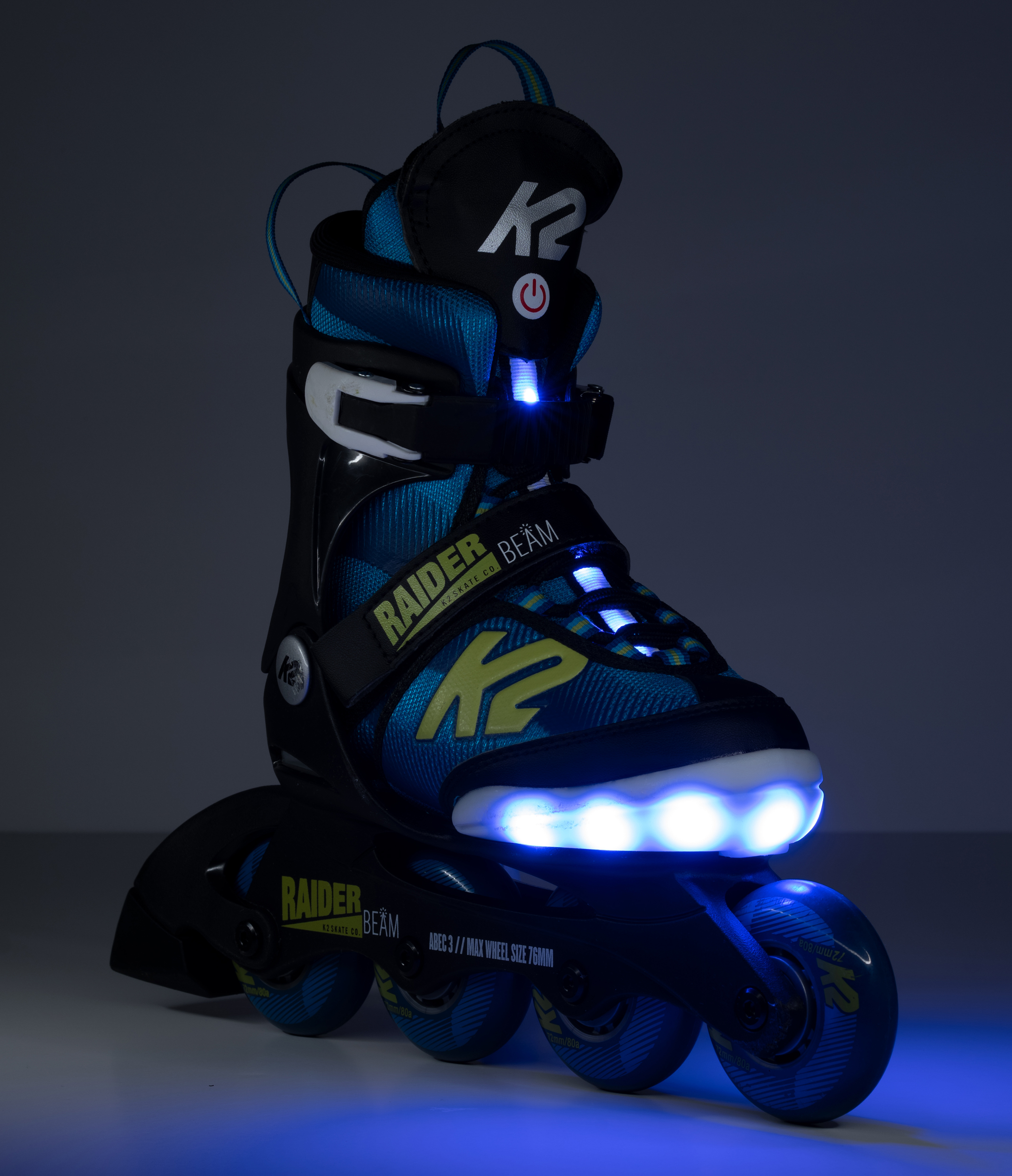 K2 Raider Pro Kinder-Inline Skates Größenverstellbar Inliner Junior Blau-Gelb 